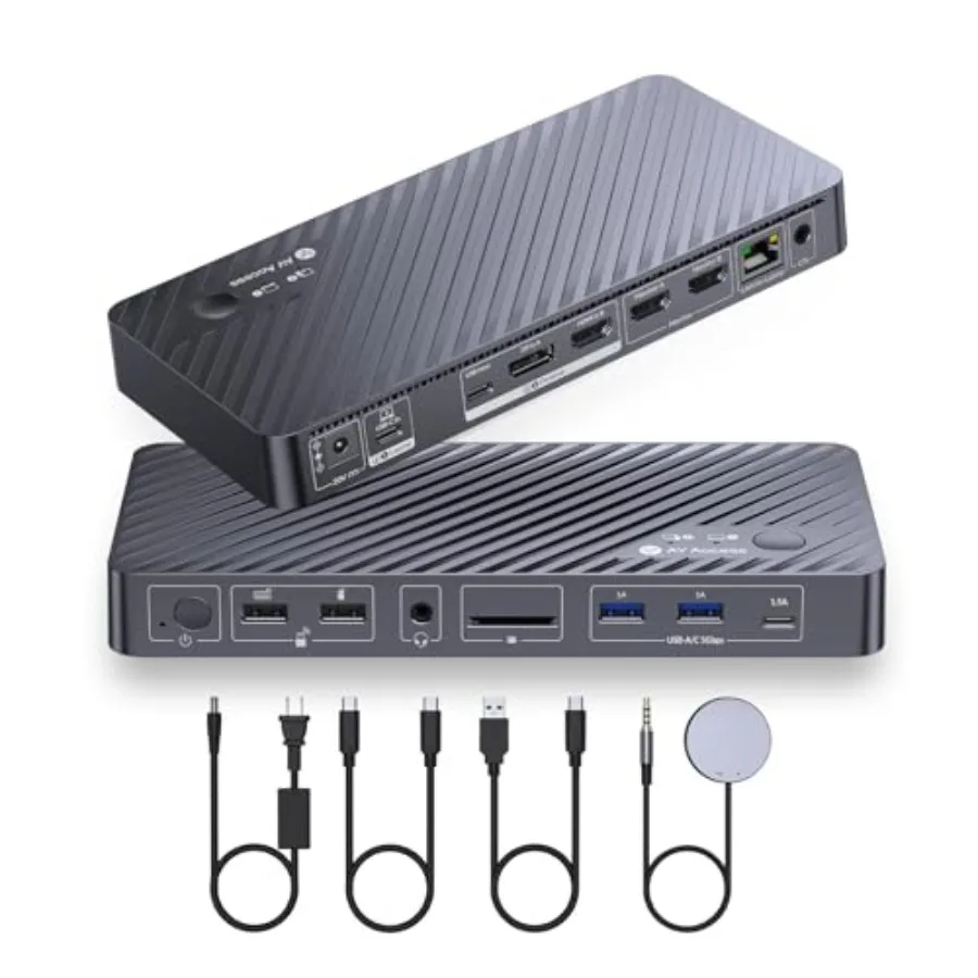 KVM docking station for dual-monitor workspace, aluminum alloy body, matte black finish, supports 4K@60Hz HDMI/DP, 65W PD, EDID
KVM docking station for dual-monitor workspace, aluminum alloy body, matte black finish, supports 4K@60Hz HDMI/DP, 65W PD, EDID