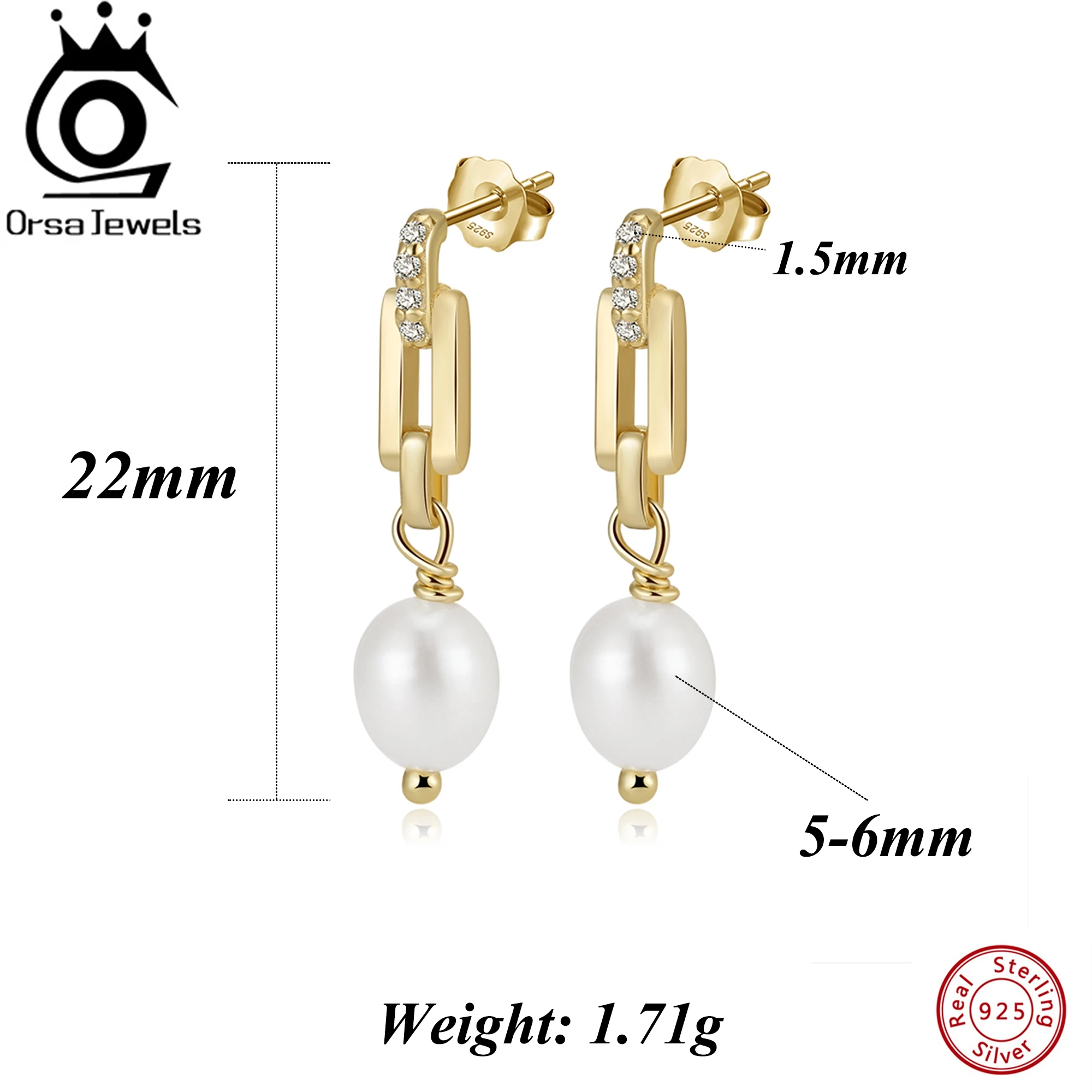 ORSA JEWELS 925 Sterling Silver Dangle Earrings Natural Freshwater Pearl & Zirconia Decor Paperclip Design Vintage Gift GPE122
ORSA JEWELS 925 Sterling Silver Dangle Earrings Natural Freshwater Pearl & Zirconia Decor Paperclip Design Vintage Gift GPE122