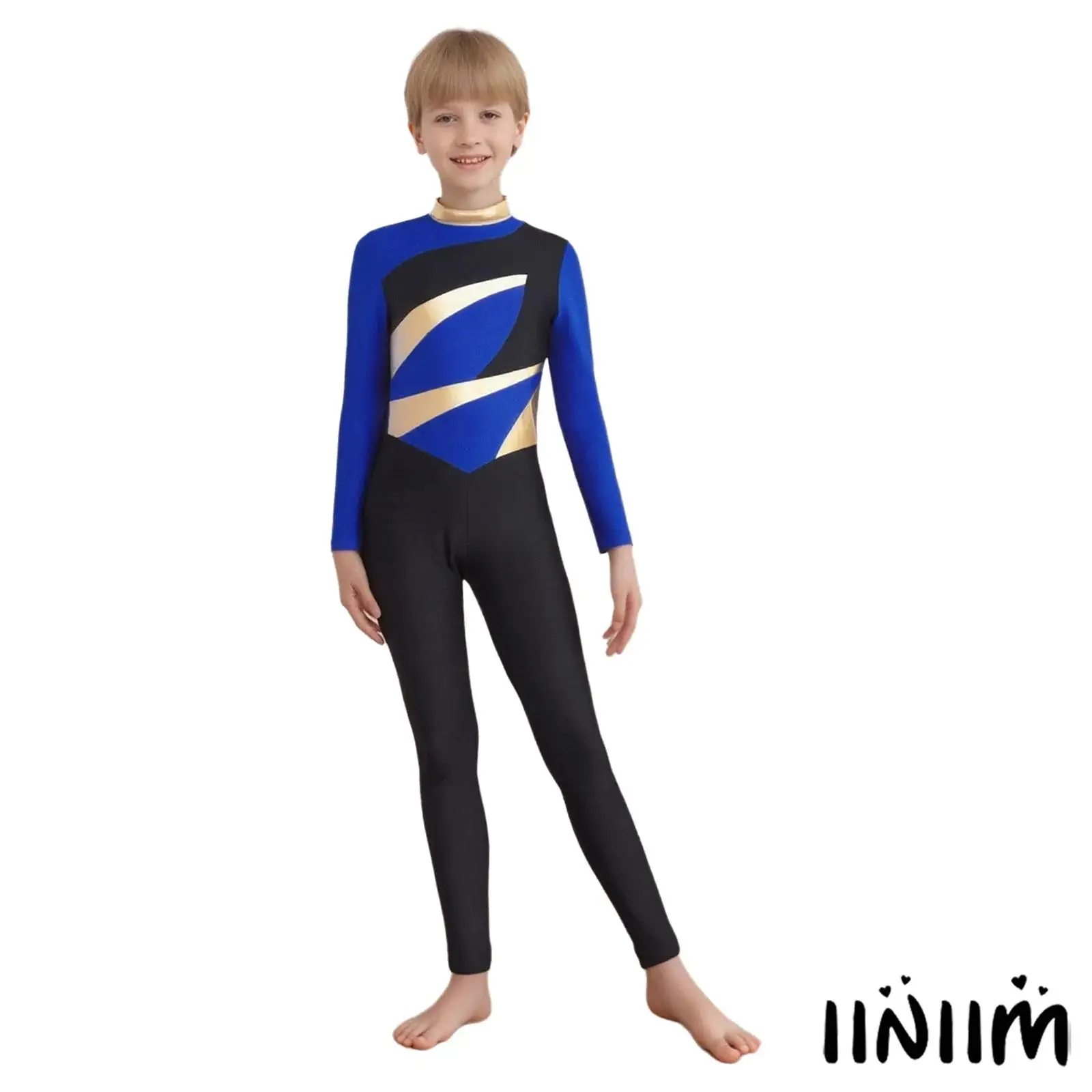 High Shine Figure Skating Jumpsuit for Boys Stretch Metallic Long Sleeve Mock Neck Gymnastics Bodysuit for Stage Performance
High Shine Figure Skating Jumpsuit for Boys Stretch Metallic Long Sleeve Mock Neck Gymnastics Bodysuit for Stage Performance