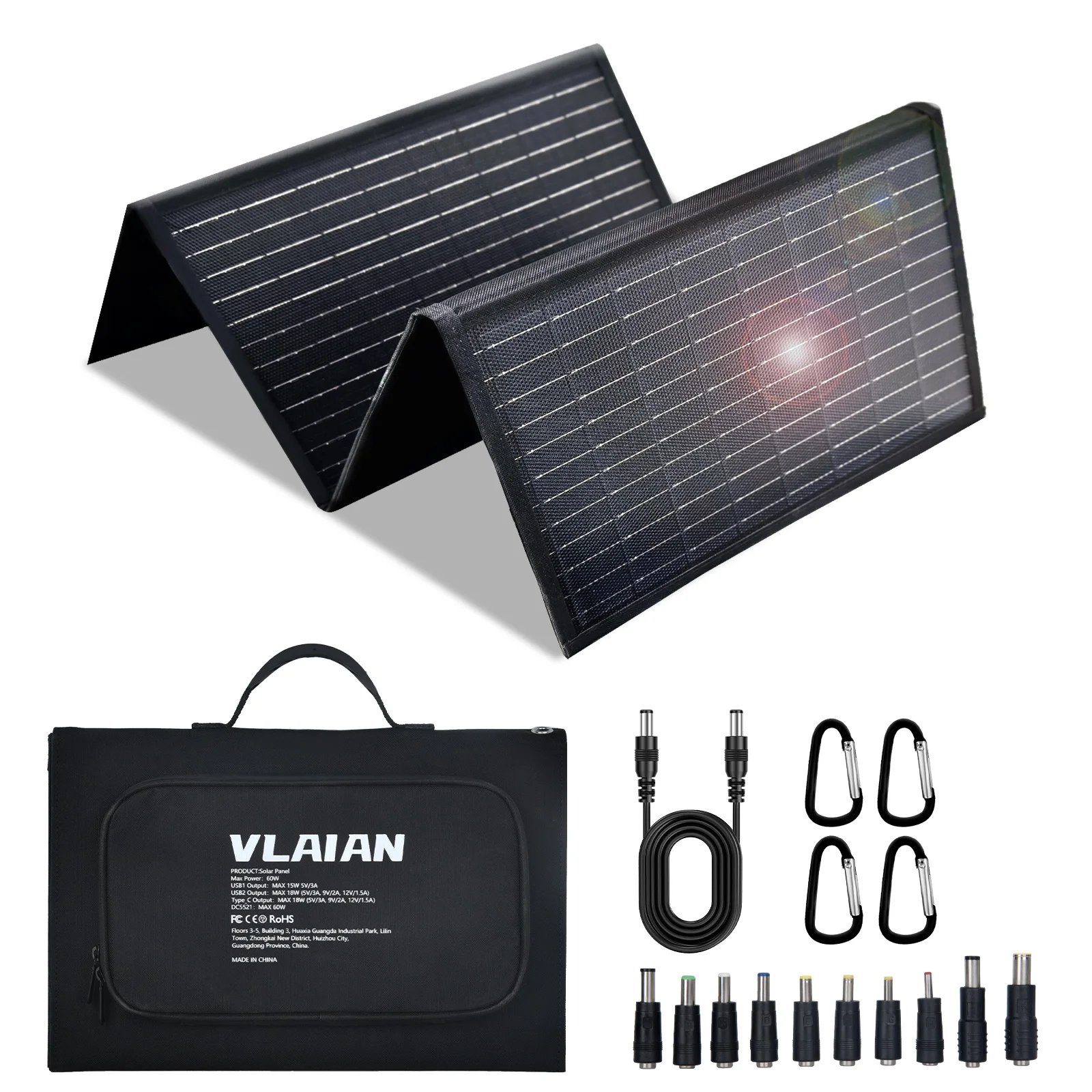 60W Portable Solar Panel,60 Watt Foldable Solar Panels Chargers with QC3.0 USB-A USB-C DC5521,IP67 Waterproof Power Emergency fo
60W Portable Solar Panel,60 Watt Foldable Solar Panels Chargers with QC3.0 USB-A USB-C DC5521,IP67 Waterproof Power Emergency fo