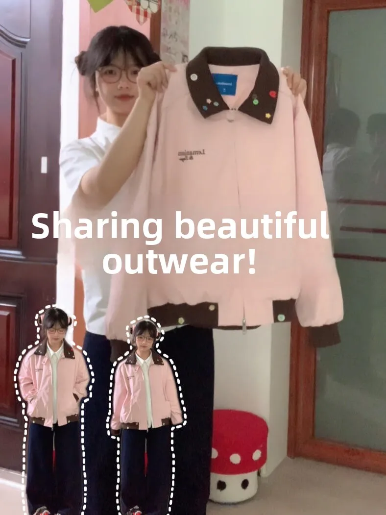 Color Blo Vintage Jaet Women's Loose ort Sle Sweet Outerwear Autumn Season Long Sve Zipper Closure No Hat Embroidery
Color Blo Vintage Jaet Women's Loose ort Sle Sweet Outerwear Autumn Season Long Sve Zipper Closure No Hat Embroidery