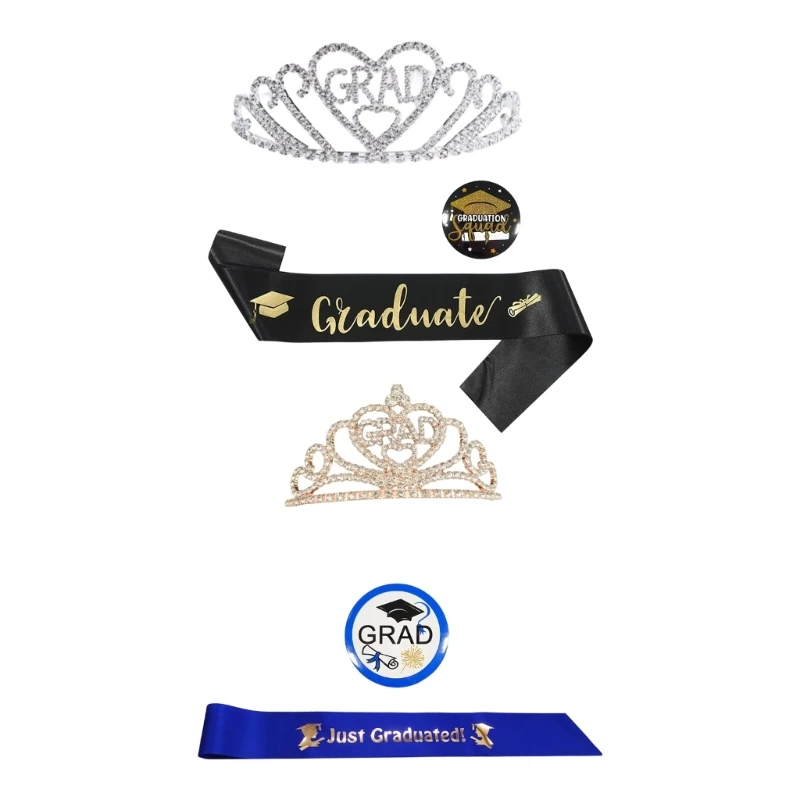 49ME Graduate Crowns and Sash Badge Set Congratulations Grad Party Decorations Gift
49ME Graduate Crowns and Sash Badge Set Congratulations Grad Party Decorations Gift