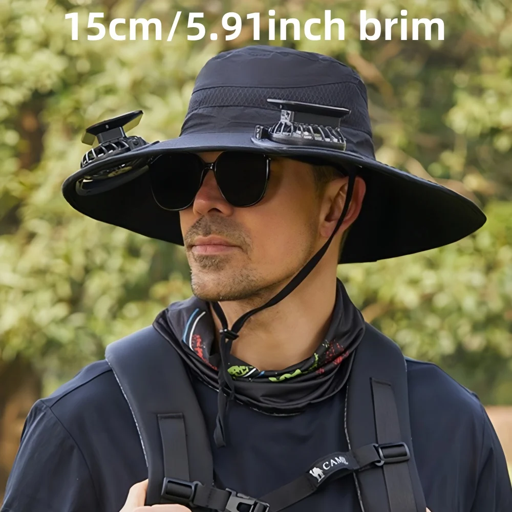 Men'S Summer Quick-Drying Long-Lasting Sun Protection Hat, Large Brim Solar Charging Fan Fisherman Hat
Men'S Summer Quick-Drying Long-Lasting Sun Protection Hat, Large Brim Solar Charging Fan Fisherman Hat