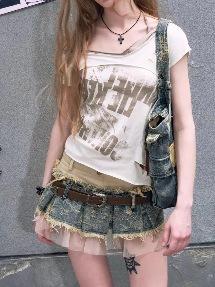 New American Retro Mesh Patchwork Denim Skirts Women Summer All-match Streetwear Y2k Faldas Punk Grunge Clothes 2000s Harajuku
New American Retro Mesh Patchwork Denim Skirts Women Summer All-match Streetwear Y2k Faldas Punk Grunge Clothes 2000s Harajuku