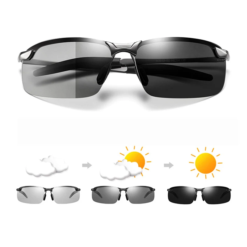 Photochromic Sunglasses Men Polarized Driving Chameleon Glasses Male Metal Frame Sun Glasses Day Night Vision Eyewear UV400
Photochromic Sunglasses Men Polarized Driving Chameleon Glasses Male Metal Frame Sun Glasses Day Night Vision Eyewear UV400