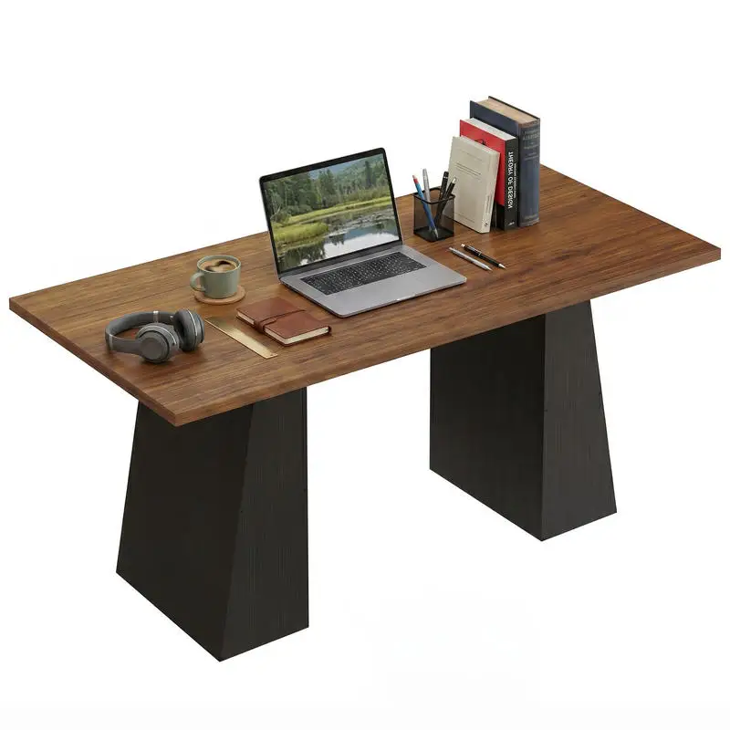 63 Inch Computer Desk with Trapezoidal Frame Light Walnut and Black
63 Inch Computer Desk with Trapezoidal Frame Light Walnut and Black
