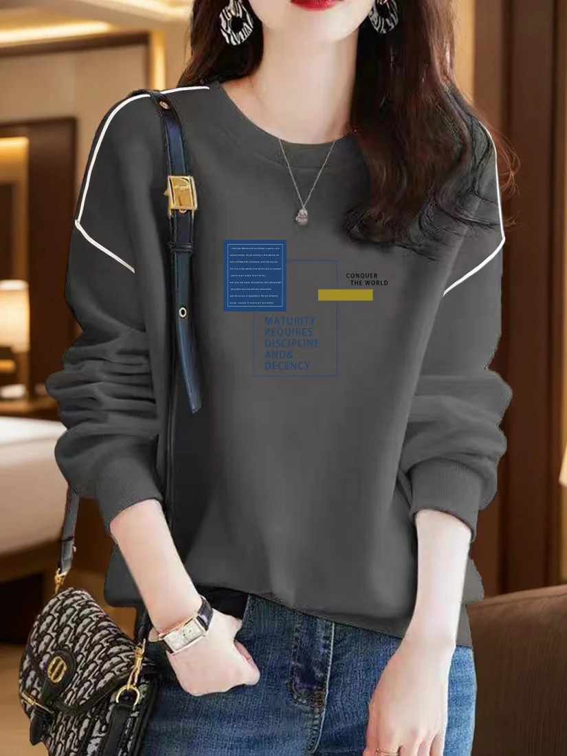 Long Sleeve Cotton Sweatshirt Women's Loose Fit Splice Color Block Slimming Top Autumn Winter New Style plus Size Ladies' Clo...
Long Sleeve Cotton Sweatshirt Women's Loose Fit Splice Color Block Slimming Top Autumn Winter New Style plus Size Ladies' Clo...