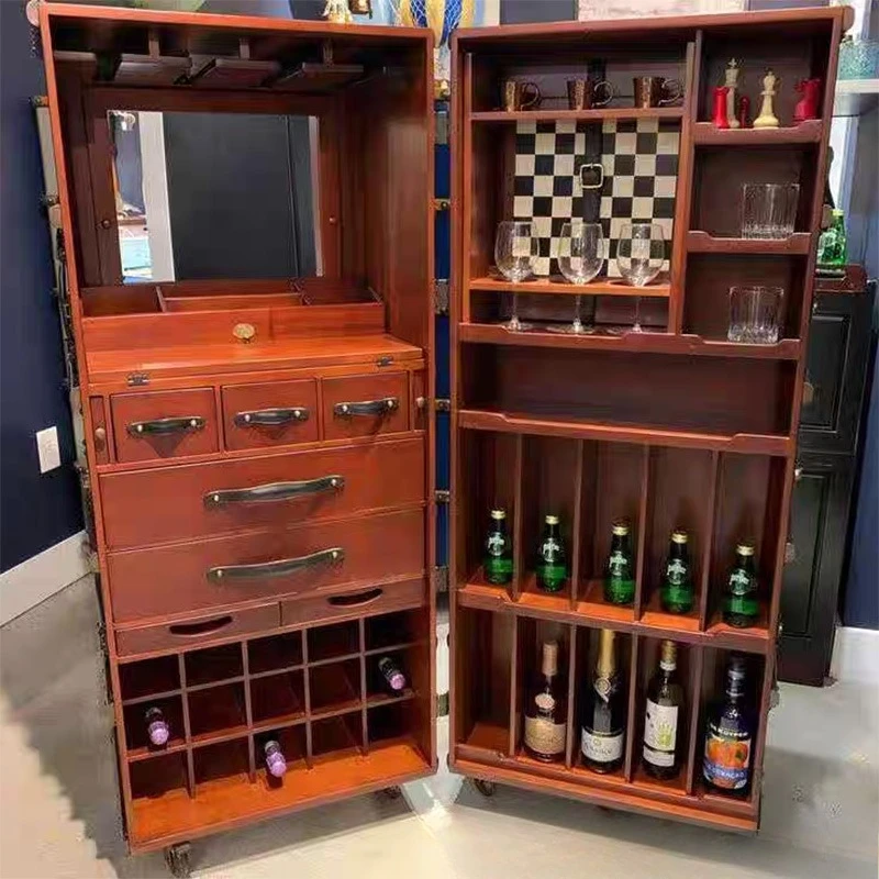 Retro solid wood suitcase wine cabinet display cabinet designer household Italian light luxury storage mobile wine cabinet
Retro solid wood suitcase wine cabinet display cabinet designer household Italian light luxury storage mobile wine cabinet