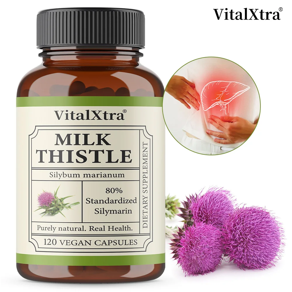 Milk Thistle Capsules - Extra Strength 80% Silymarin Herbal Supplement - Liver Support - Vegan and GMO Free
Milk Thistle Capsules - Extra Strength 80% Silymarin Herbal Supplement - Liver Support - Vegan and GMO Free