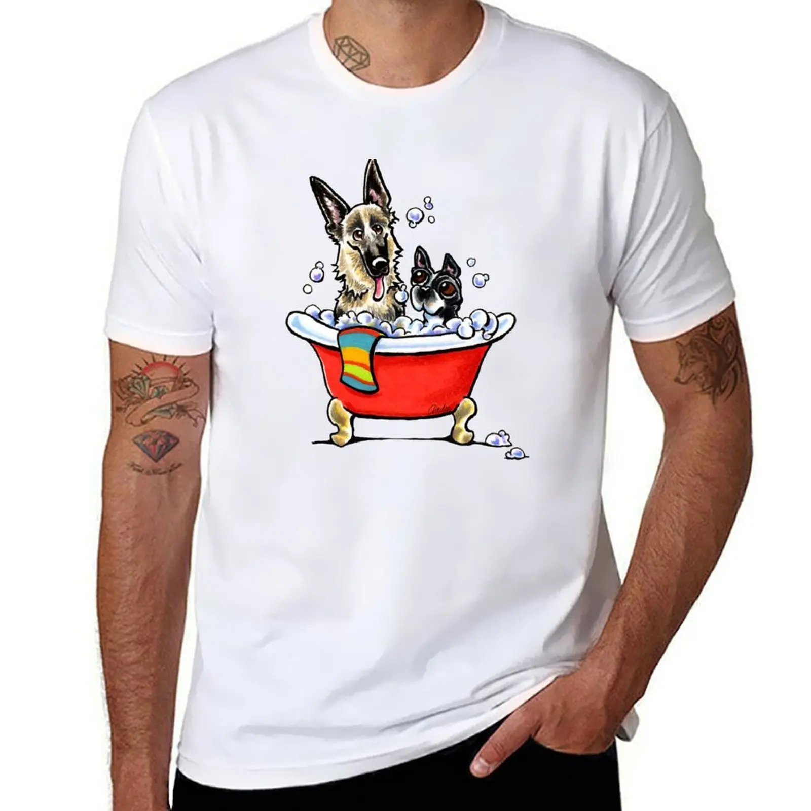 German Shepherd & Boston Terrier in the Bath T-Shirt graphic t shirts for man anime t shirts for man T-Shirt
German Shepherd & Boston Terrier in the Bath T-Shirt graphic t shirts for man anime t shirts for man T-Shirt