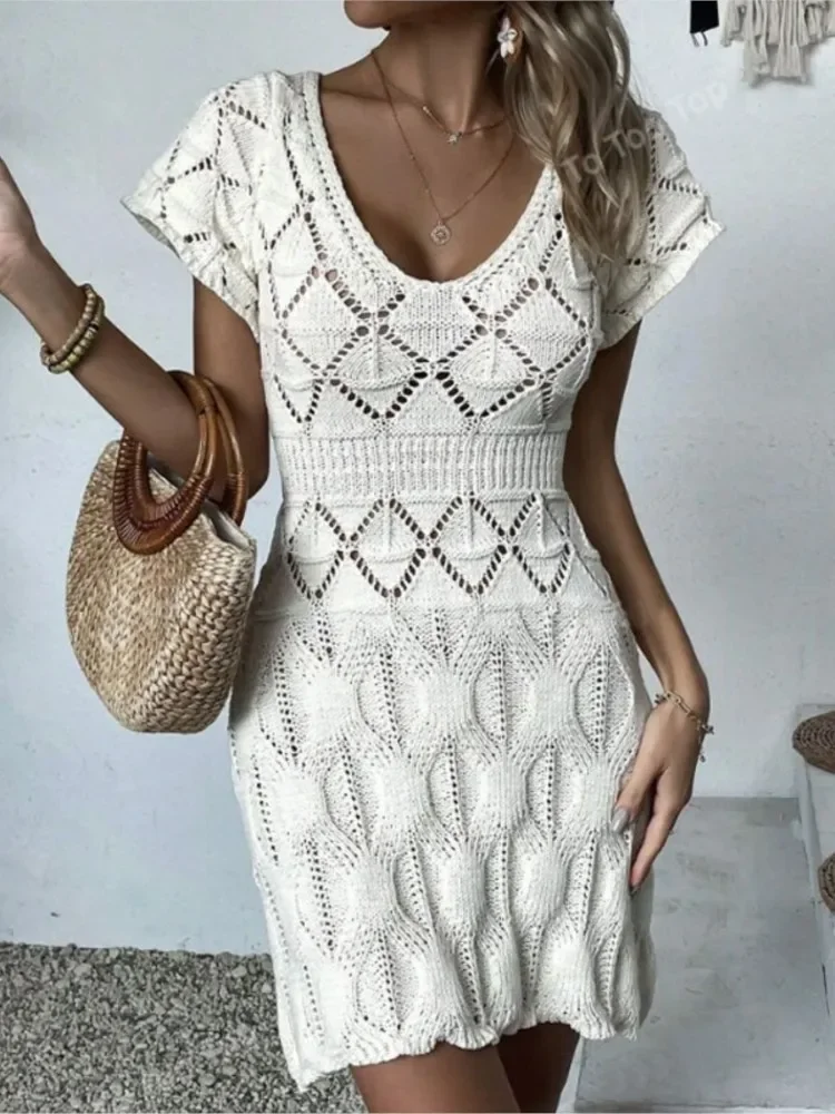 Knitted Cover Up Dress Women Swimsuit Robes Cover-up 2025 Summer New Hollow Out Swimwear Sexy Mini Dress Bikini Cover Ups
Knitted Cover Up Dress Women Swimsuit Robes Cover-up 2025 Summer New Hollow Out Swimwear Sexy Mini Dress Bikini Cover Ups
