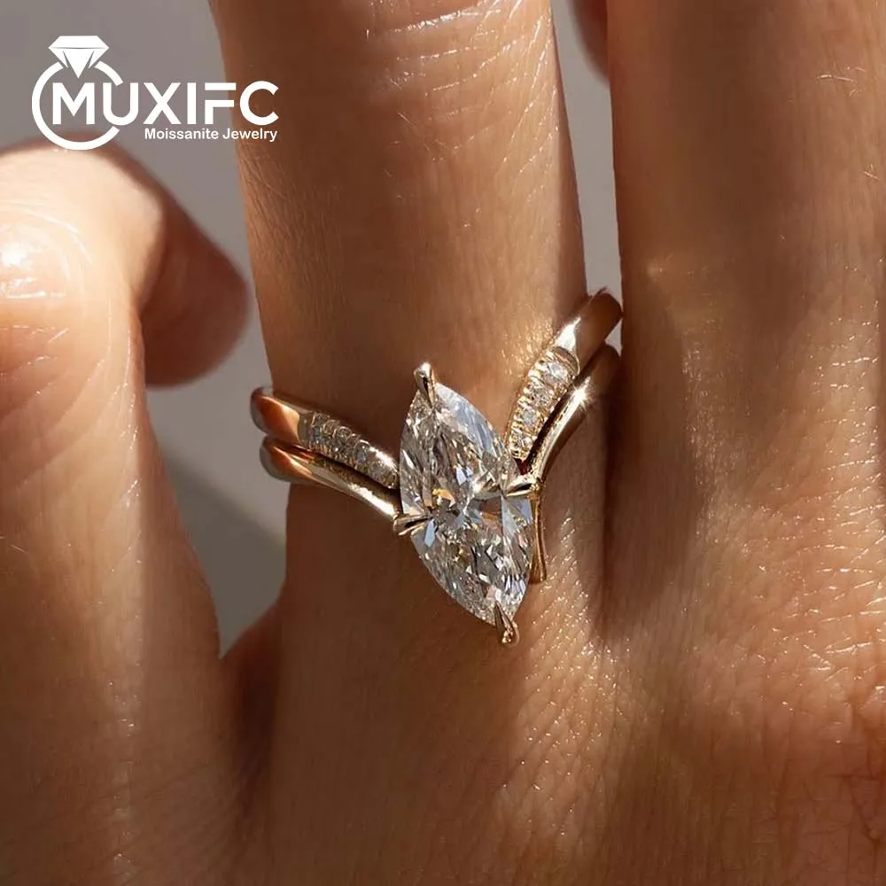 Marquise Cut Moissanite Stacked Ring for Women D Color Lab Diamond GRA Certified Wedding Band Set S925 Silver Plate 18K Jewelry
Marquise Cut Moissanite Stacked Ring for Women D Color Lab Diamond GRA Certified Wedding Band Set S925 Silver Plate 18K Jewelry