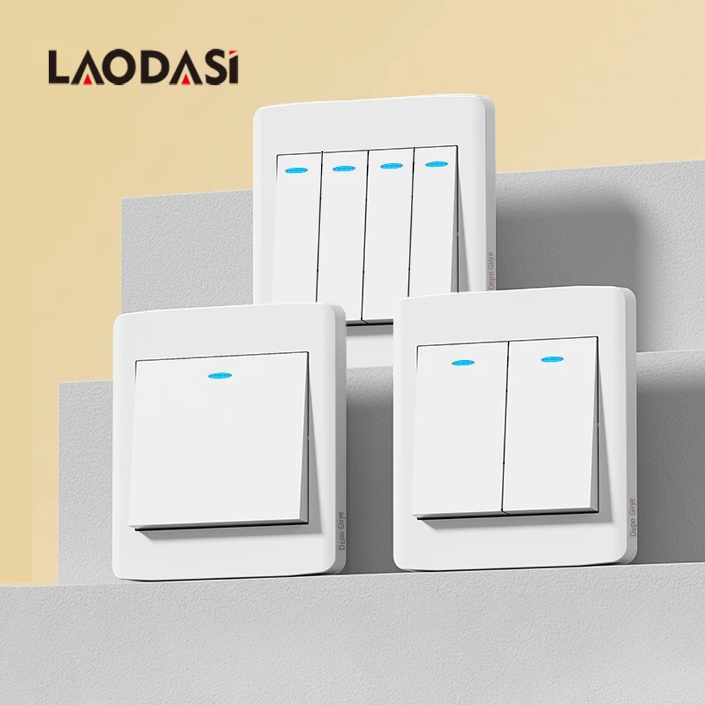 Laodasi EU UK Настенный выключатель света 1/2/3/4gang 1/2way 16A 220V Новая огнестойкая панель ПК 86 мм * 86 мм домашний белый выключатель света
Laodasi EU UK Настенный выключатель света 1/2/3/4gang 1/2way 16A 220V Новая огнестойкая панель ПК 86 мм * 86 мм домашний белый выключатель света