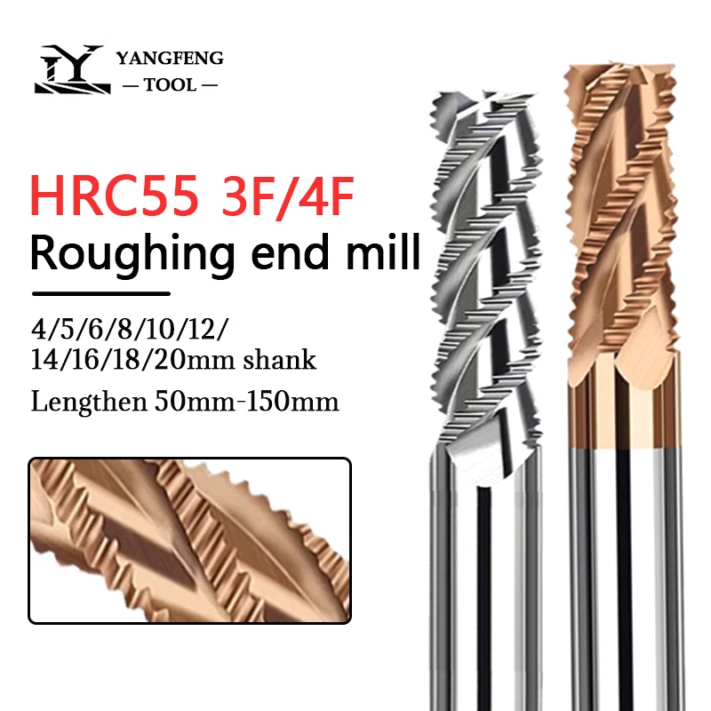 HRC55 Roughing end mill 3/4 Flute Solid Carbide 4 -20mm Shank CNC Milling Cutter For Cutting Steel Aluminum Copper Plastic
HRC55 Roughing end mill 3/4 Flute Solid Carbide 4 -20mm Shank CNC Milling Cutter For Cutting Steel Aluminum Copper Plastic
