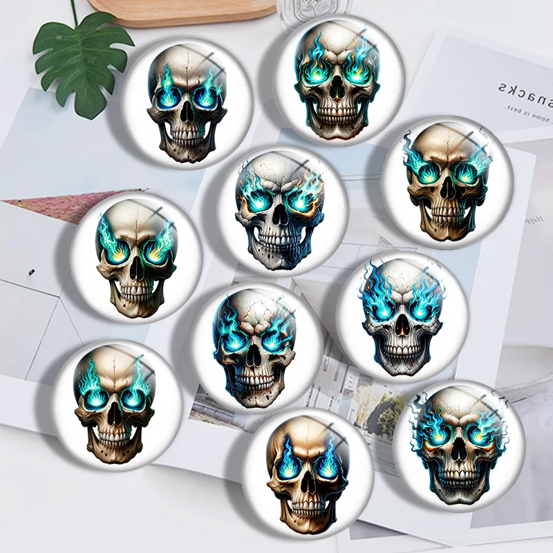 Skull with Ghostly Flames 12mm/18mm/20mm/25mm Round photo glass cabochon demo flat back Making findings bracelets
Skull with Ghostly Flames 12mm/18mm/20mm/25mm Round photo glass cabochon demo flat back Making findings bracelets