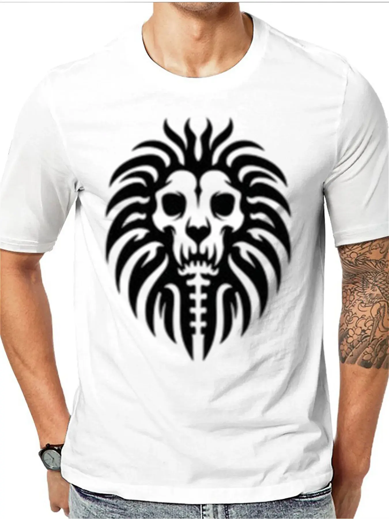 Lion Skull Print Men's Cotton Tee Soft Crew Neck Shirt For Christmas Gift Outdoor Comfort Machine Washable
Lion Skull Print Men's Cotton Tee Soft Crew Neck Shirt For Christmas Gift Outdoor Comfort Machine Washable