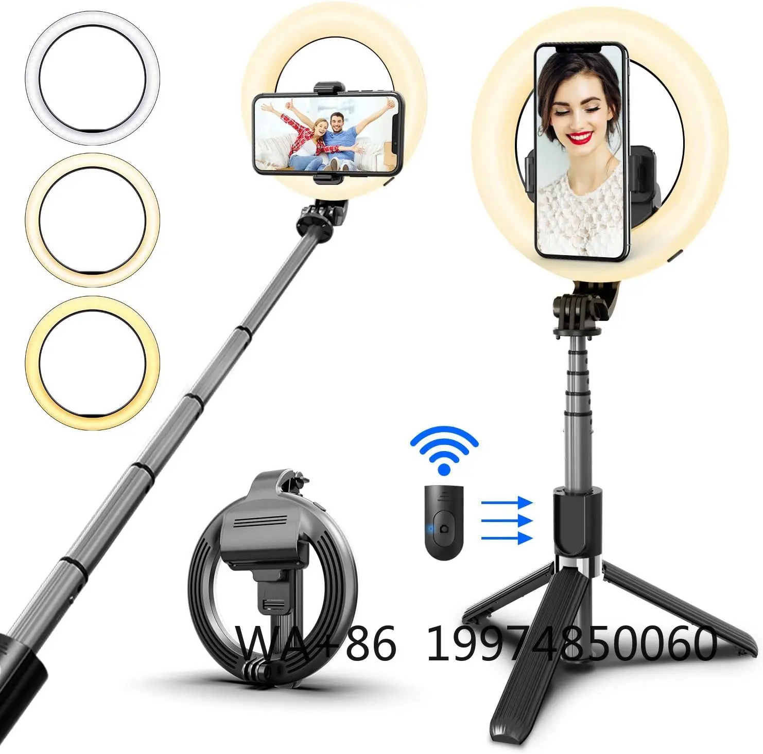 L07 Portable 5\" LED Ring Light Selfie Stick with Extendable Tripod Stand Wireless Bluetooth 3-Mode Fill Light for Desk Use
L07 Portable 5\" LED Ring Light Selfie Stick with Extendable Tripod Stand Wireless Bluetooth 3-Mode Fill Light for Desk Use