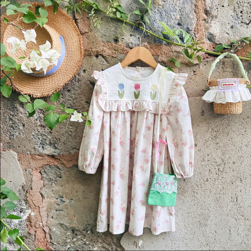French floral tulip embroidery girls' dress2025Autumn New Ruffled Elegant Long Sleeve Children's Dress
French floral tulip embroidery girls' dress2025Autumn New Ruffled Elegant Long Sleeve Children's Dress