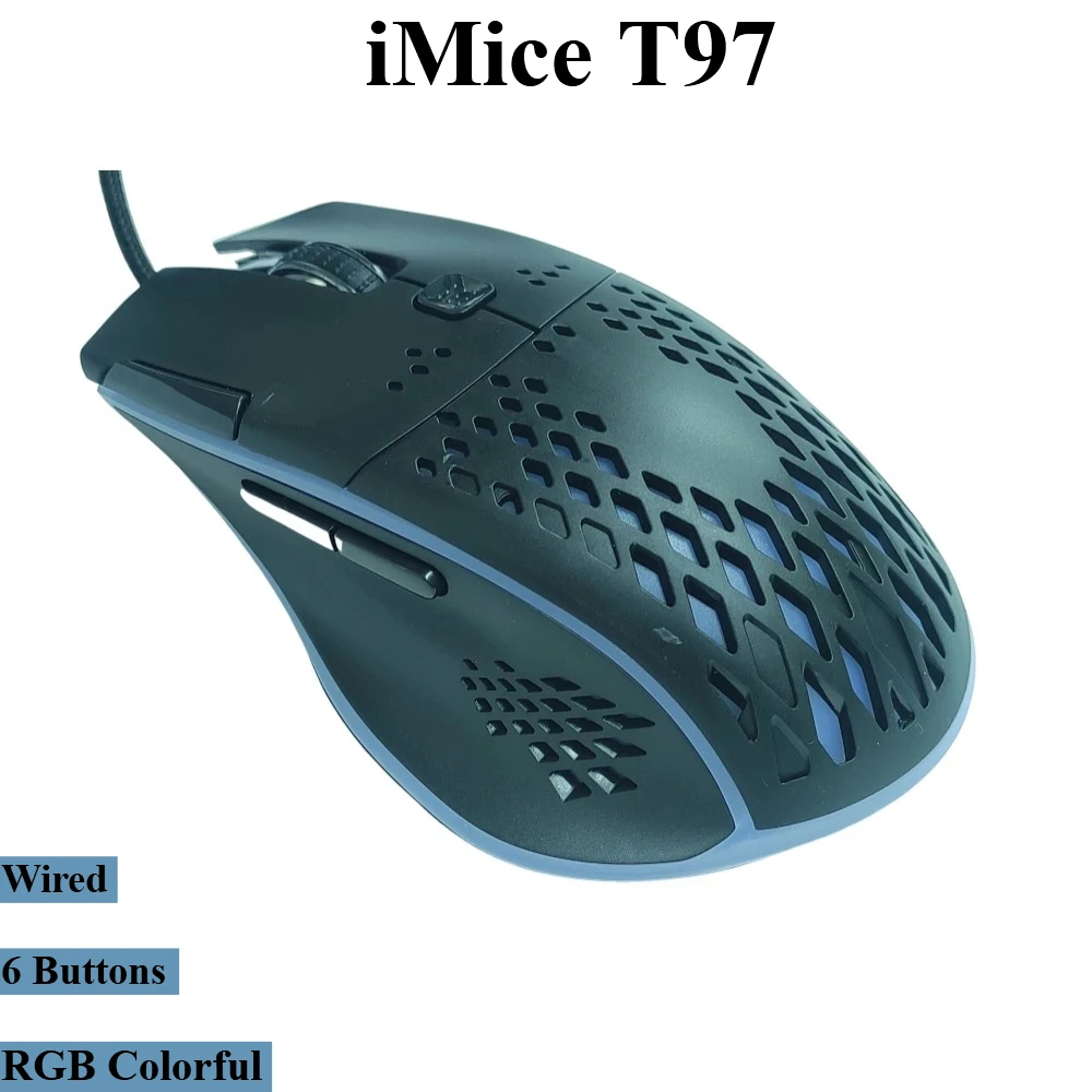 IMICEbT97 Black Wired Gaming Mouse RGB Backlit oneycomb Hollow-Out Ergonomic Grip Perfect for Laptops,Desktops,Gaming,Office Use
IMICEbT97 Black Wired Gaming Mouse RGB Backlit oneycomb Hollow-Out Ergonomic Grip Perfect for Laptops,Desktops,Gaming,Office Use