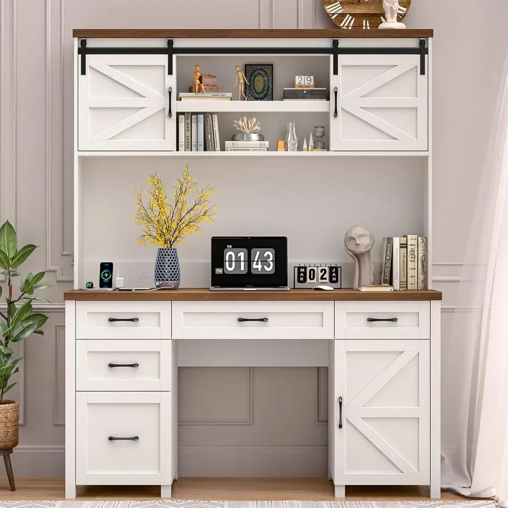 Farmhouse 67" H Executive Desk with Hutch,Office Desks with 5 Drawers, Computer Desk with Storage Cabinet & File Drawers and Cha
Farmhouse 67" H Executive Desk with Hutch,Office Desks with 5 Drawers, Computer Desk with Storage Cabinet & File Drawers and Cha
