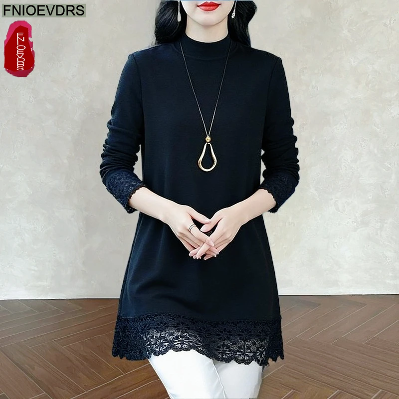 Свободная одежда, туника, топы, блузки, новинка 2026, весна-осень, лоскутное черное кружево с длинными рукавами, базовые рубашки с ожерельем
Свободная одежда, туника, топы, блузки, новинка 2026, весна-осень, лоскутное черное кружево с длинными рукавами, базовые рубашки с ожерельем