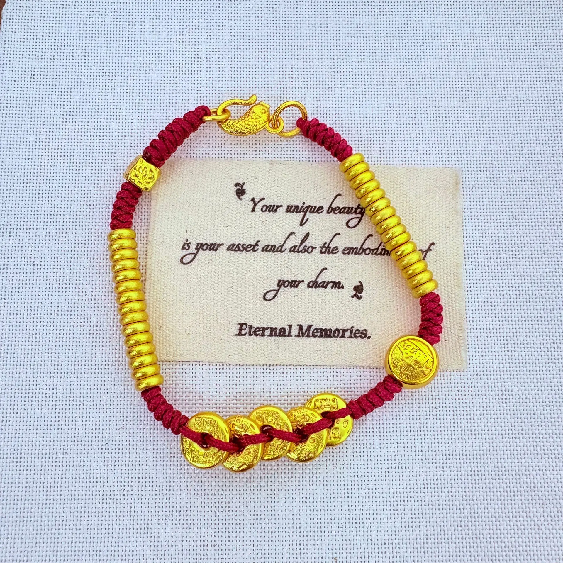 Plated With Real Gold Preservation Ancient Sand Gold Five Emperor Coins Hand Woven Rope New Chinese Style Bracelet Girls Gift
Plated With Real Gold Preservation Ancient Sand Gold Five Emperor Coins Hand Woven Rope New Chinese Style Bracelet Girls Gift