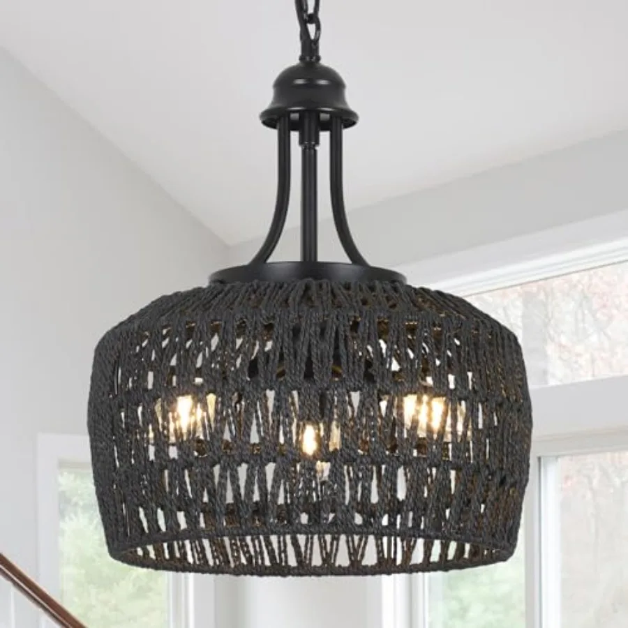 Rattan Chandelier for Dining Room, 3-Light Boho Light Fixture with Woven Lampshade, Wicker Pendant Light Ceiling Hanging, Farmh
Rattan Chandelier for Dining Room, 3-Light Boho Light Fixture with Woven Lampshade, Wicker Pendant Light Ceiling Hanging, Farmh