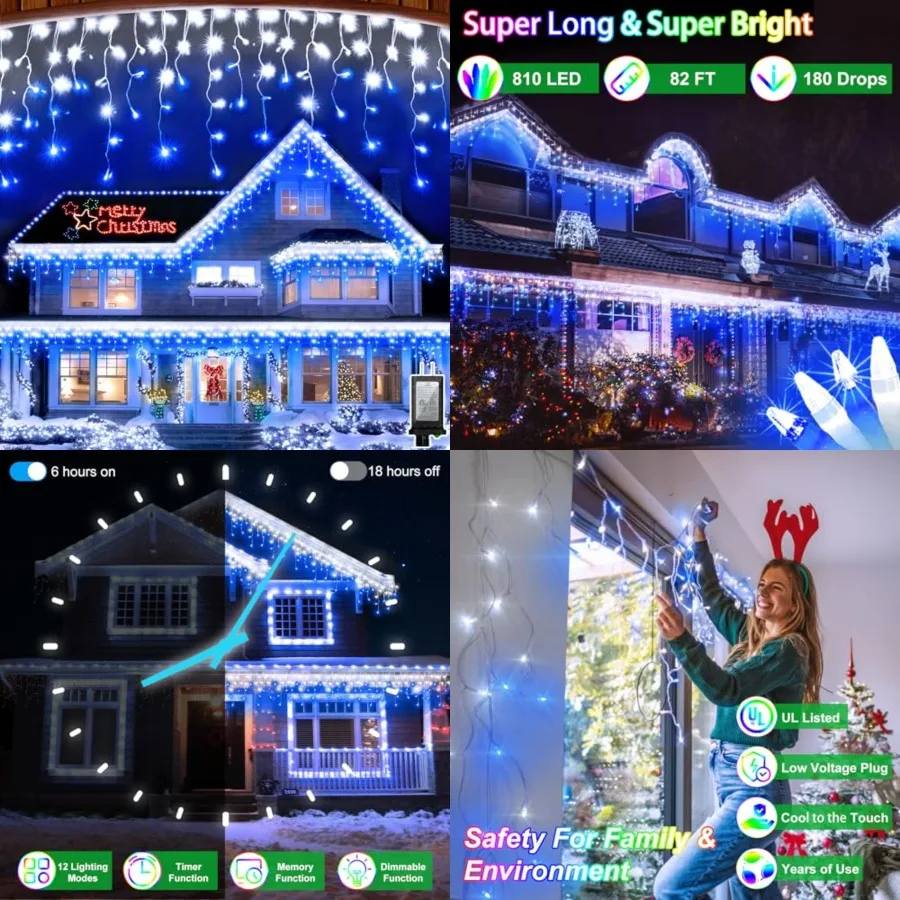 82Feet 810 LED Outdoor Christmas Lights - 180 Ice Drops, 12 Pro Modes with Timer Memory and Brightness, Waterproof Hanging Ice
82Feet 810 LED Outdoor Christmas Lights - 180 Ice Drops, 12 Pro Modes with Timer Memory and Brightness, Waterproof Hanging Ice