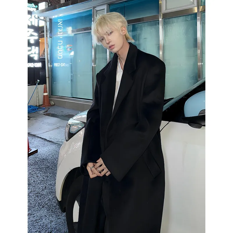 Black Mid-Length Woolen Coat Men's Autumn Winter Korean Style Youthful CleanFit Suit Jacket Loose Fit Polyester Fiber
Black Mid-Length Woolen Coat Men's Autumn Winter Korean Style Youthful CleanFit Suit Jacket Loose Fit Polyester Fiber