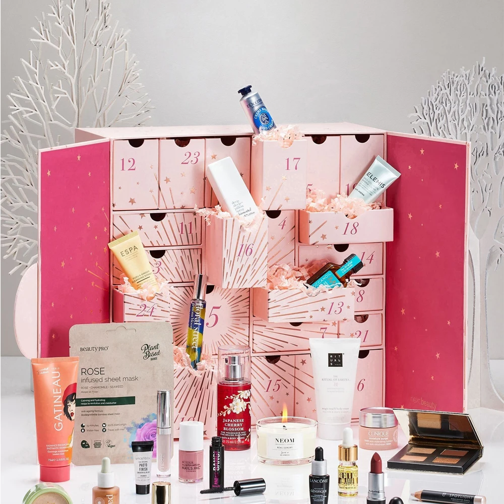 Customization.Luxury Custom 25 Days Pink Cardboard Advent Calendar Box Embossed Paperboard Gift Box for Skin Care Lotion Shampoo
Customization.Luxury Custom 25 Days Pink Cardboard Advent Calendar Box Embossed Paperboard Gift Box for Skin Care Lotion Shampoo