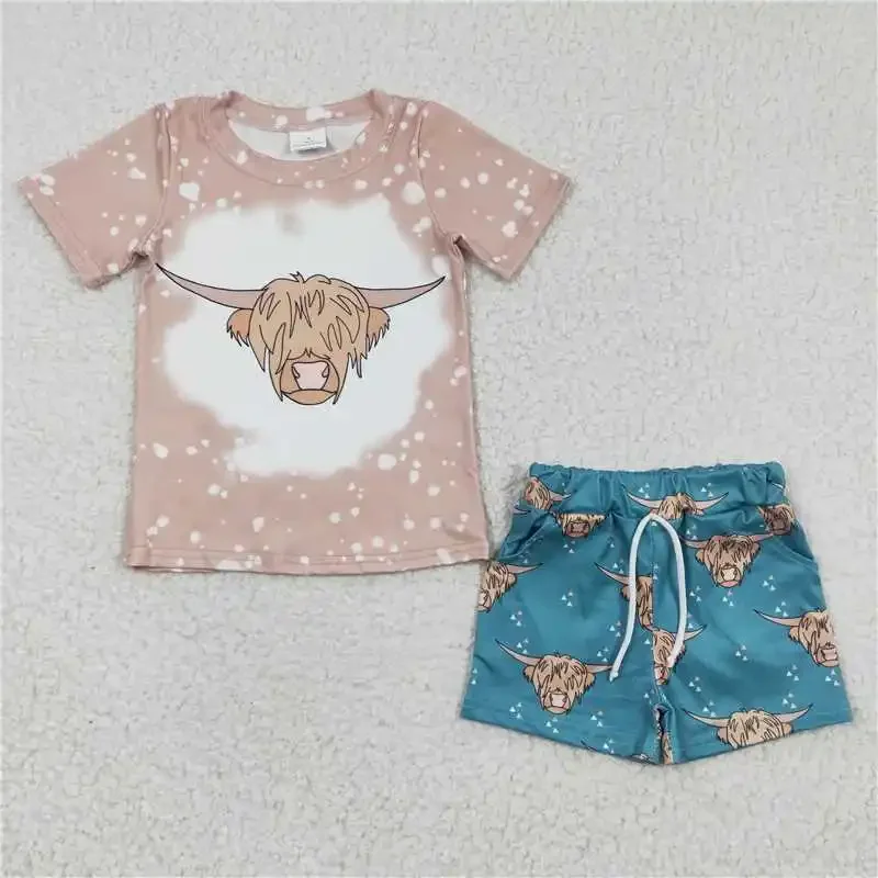 2023 wholesale price summer new boys alpine cattle brown short sleeve blue shorts boutique set
2023 wholesale price summer new boys alpine cattle brown short sleeve blue shorts boutique set