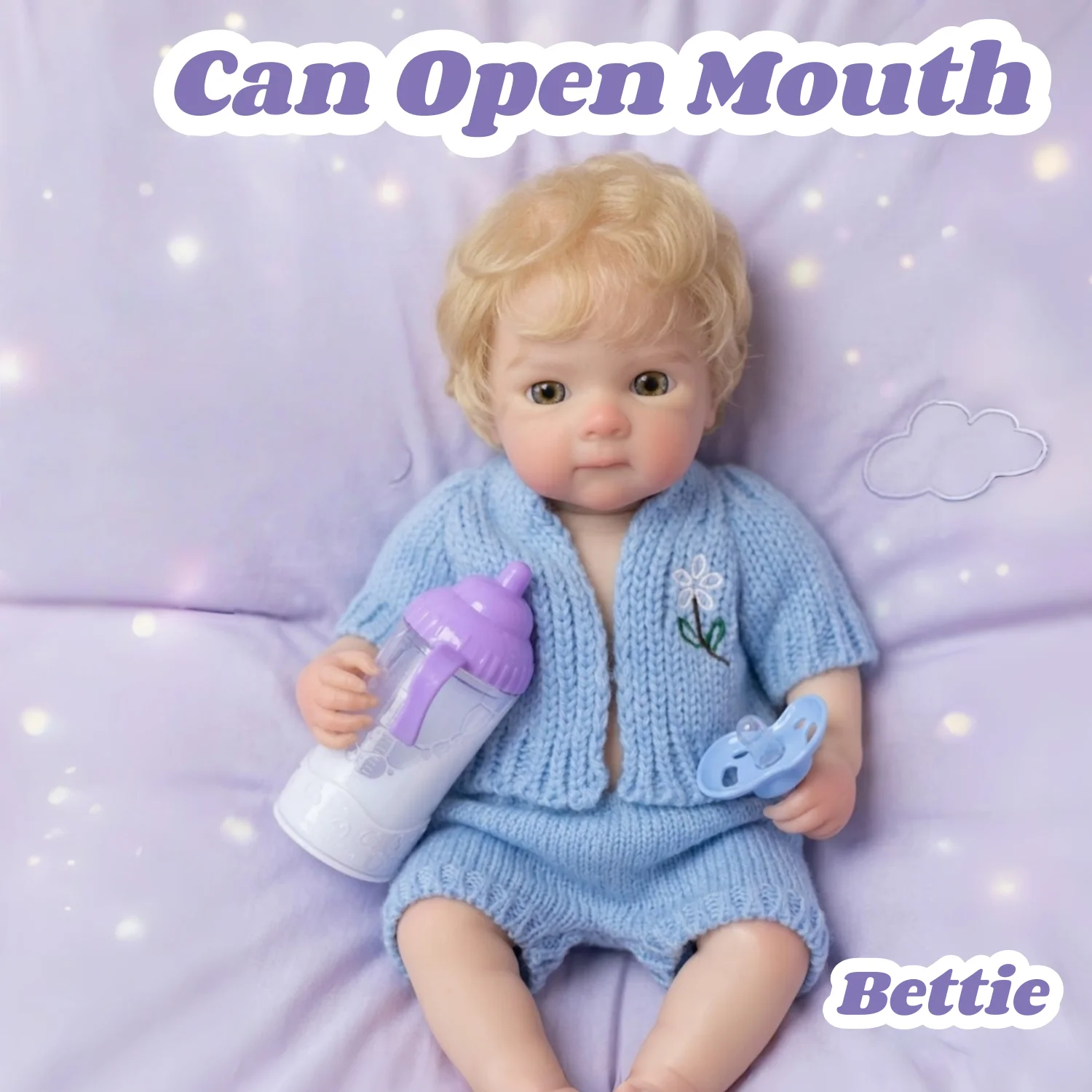 Прекрасная 13-дюймовая силиконовая кукла Бетти с открывающимися ротом и волосами, реалистичная кукла-реборн для подарка детям.
Прекрасная 13-дюймовая силиконовая кукла Бетти с открывающимися ротом и волосами, реалистичная кукла-реборн для подарка детям.