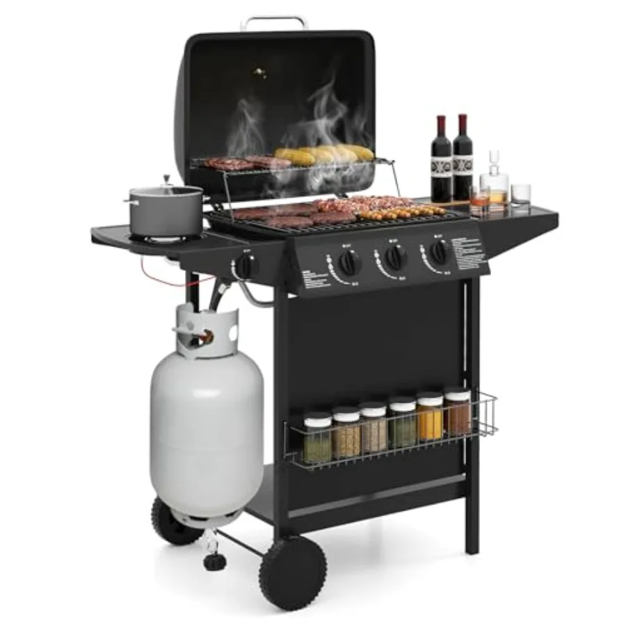 Газовый гриль на пропане с 3 + 1 конфорками, 39 000 BTU, для приготовления на открытом воздухе, с полками для хранения и эмалированными решетками, портативный мангал
Газовый гриль на пропане с 3 + 1 конфорками, 39 000 BTU, для приготовления на открытом воздухе, с полками для хранения и эмалированными решетками, портативный мангал