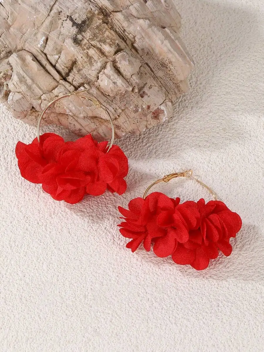 Vibrant Red Fabric Flower Hoop Earrings For Women Stylish Party Accessory Gift For Mom Valentine’s Day
Vibrant Red Fabric Flower Hoop Earrings For Women Stylish Party Accessory Gift For Mom Valentine’s Day