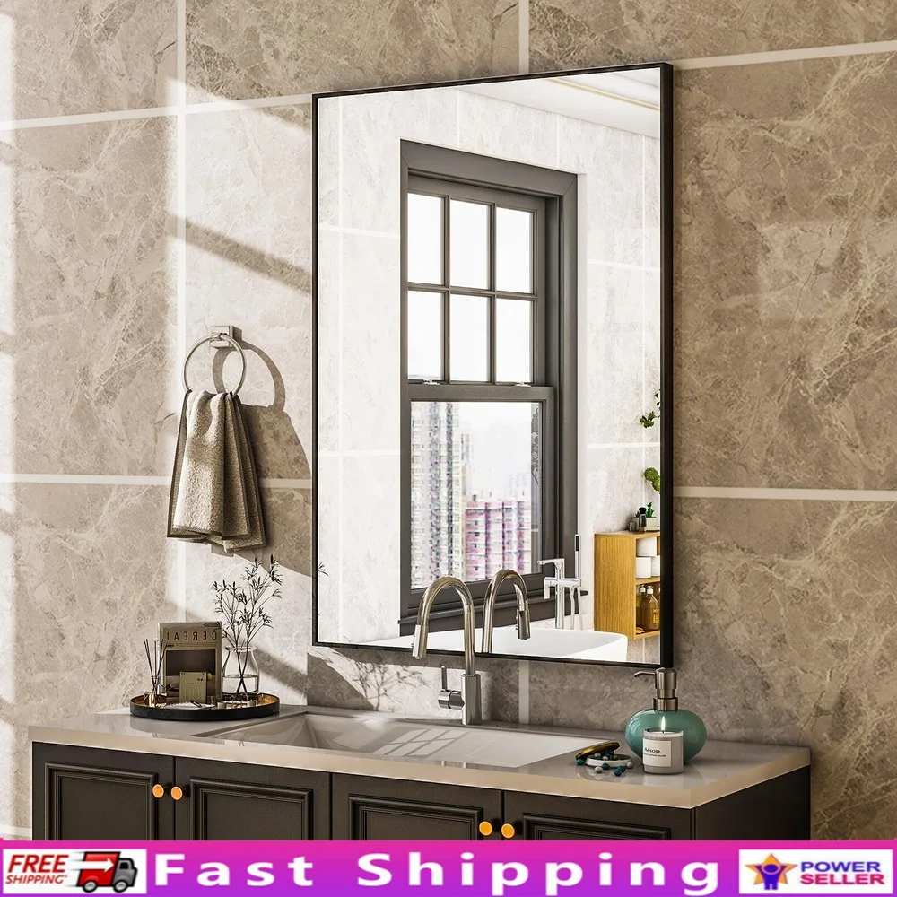 Rectangular Wall-Mounted Bathroom Mirror 20"x28" High-Definition Glass Aluminium Alloy Frame Shatter Resistant Elegant Design
Rectangular Wall-Mounted Bathroom Mirror 20"x28" High-Definition Glass Aluminium Alloy Frame Shatter Resistant Elegant Design