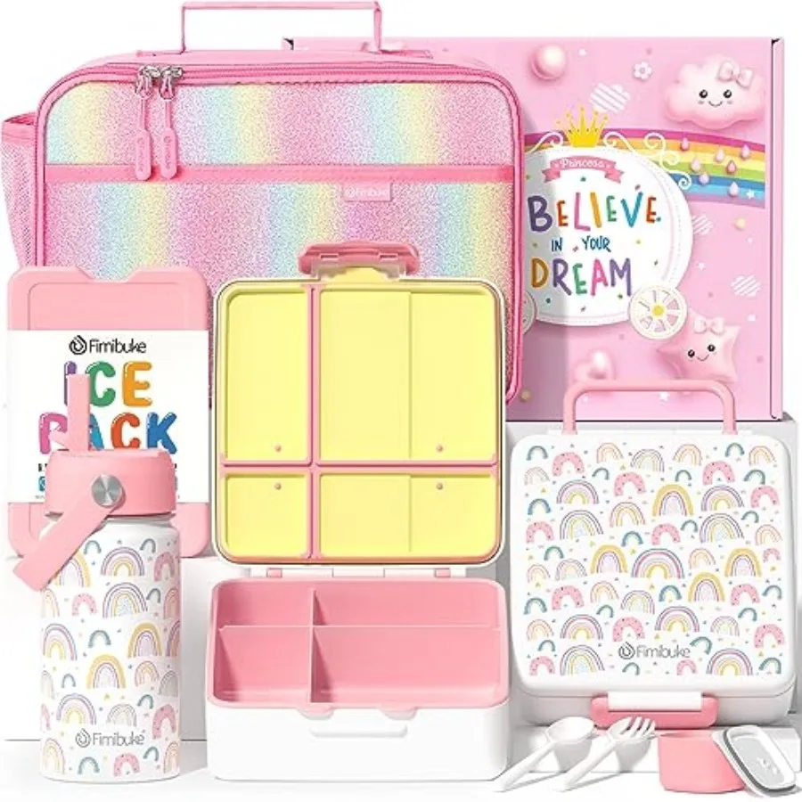 Bento Lunch Box with 4 Compartments, Insulated lunch Bag, Stainless Steel Insulated Water Bottle, Ice Pack and Utensils Set, Bi
Bento Lunch Box with 4 Compartments, Insulated lunch Bag, Stainless Steel Insulated Water Bottle, Ice Pack and Utensils Set, Bi