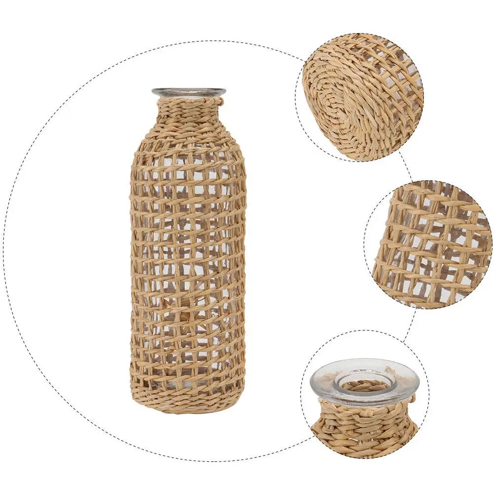 Khaki Woven Grass Decorative Glass Vase M Size, Dried Flower Container with Water Plant Option, Household Adornment for Living
Khaki Woven Grass Decorative Glass Vase M Size, Dried Flower Container with Water Plant Option, Household Adornment for Living