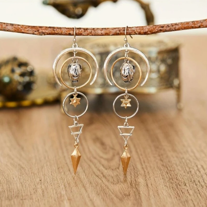 New Gothic Design Skull Three-dimensional Star Multi-ring Long Tassel Earrings Women Personality Hip Hop Rock Party Accessories
New Gothic Design Skull Three-dimensional Star Multi-ring Long Tassel Earrings Women Personality Hip Hop Rock Party Accessories