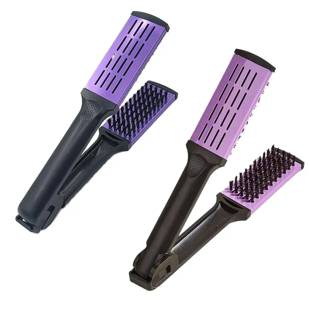 Pro Hairdressing Straightener Nylon Hair Straightening Double Brushes V Shape Comb Clamp Not Hurt Styling Tools DIY Home
Pro Hairdressing Straightener Nylon Hair Straightening Double Brushes V Shape Comb Clamp Not Hurt Styling Tools DIY Home