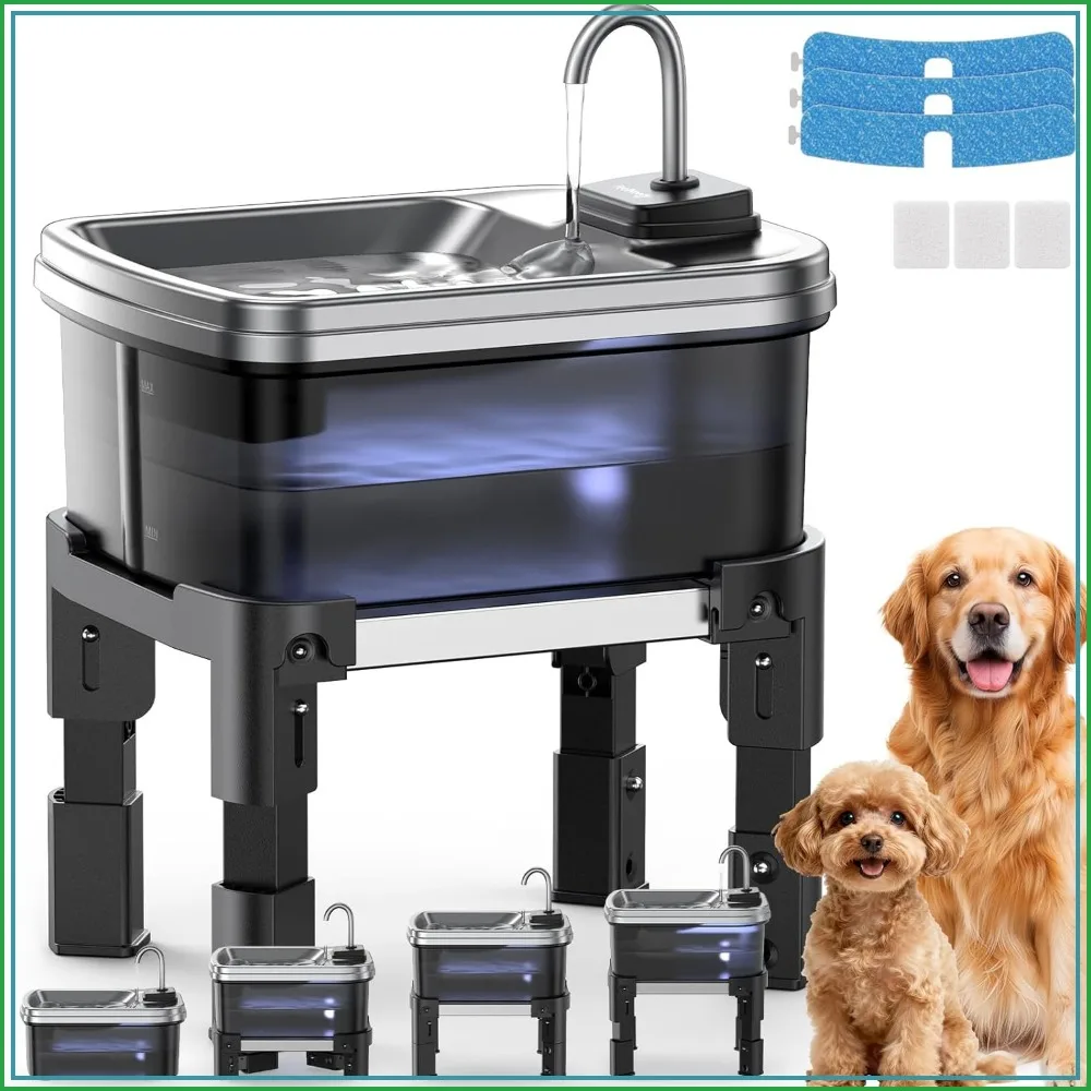 9L Elevated Dog Water Fountain with Adjustable Stand, Ultra-Quiet Pump & 304 Stainless Steel Tray for Large Dogs
9L Elevated Dog Water Fountain with Adjustable Stand, Ultra-Quiet Pump & 304 Stainless Steel Tray for Large Dogs
