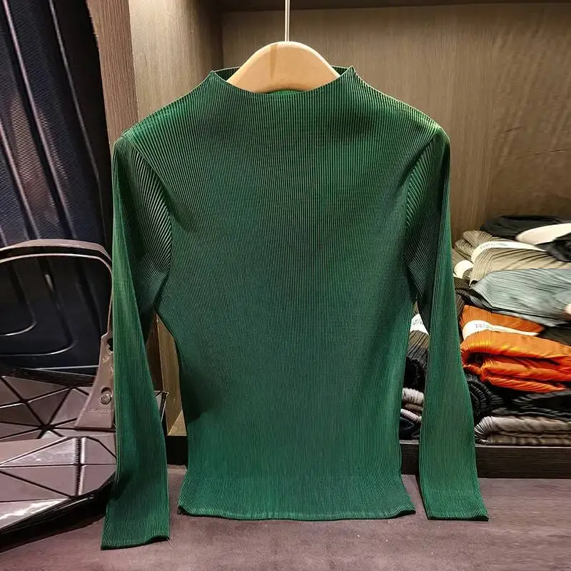 Pleat Solid Toothpick Color Long Sleeve Women's Stand Collar T-Shirt New High-End Simple Versatile Slim Fit Top 2OKYW
Pleat Solid Toothpick Color Long Sleeve Women's Stand Collar T-Shirt New High-End Simple Versatile Slim Fit Top 2OKYW