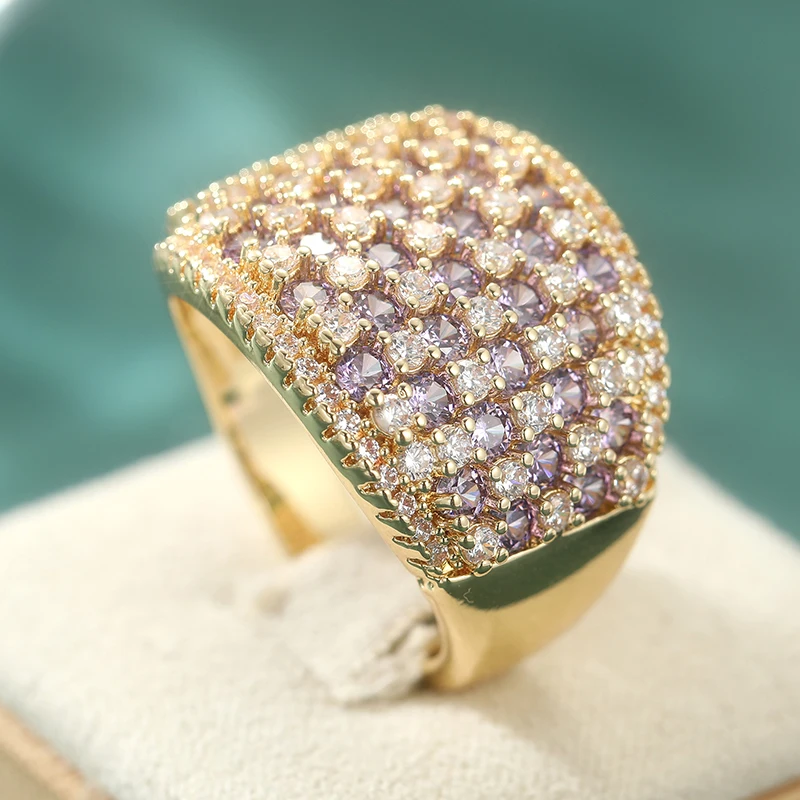Luxury Inlaid White Purple CZ Women's Ring Trendy Gold Color Geometry Daily Wear Party Jewelry Anniversary Gift
Luxury Inlaid White Purple CZ Women's Ring Trendy Gold Color Geometry Daily Wear Party Jewelry Anniversary Gift