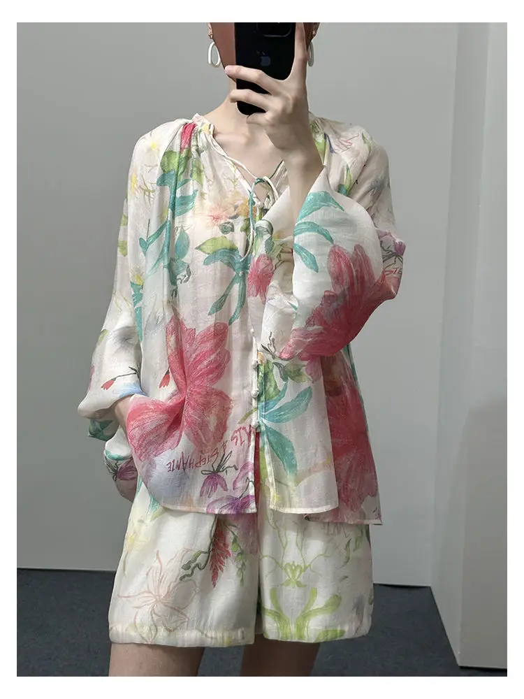 Lantern Sleeve Sing Breasted Blouse And Shorts Two Piece Set 2025 New O-neck Tee Top And Shorts Fashion Beach Summer Outfits
Lantern Sleeve Sing Breasted Blouse And Shorts Two Piece Set 2025 New O-neck Tee Top And Shorts Fashion Beach Summer Outfits