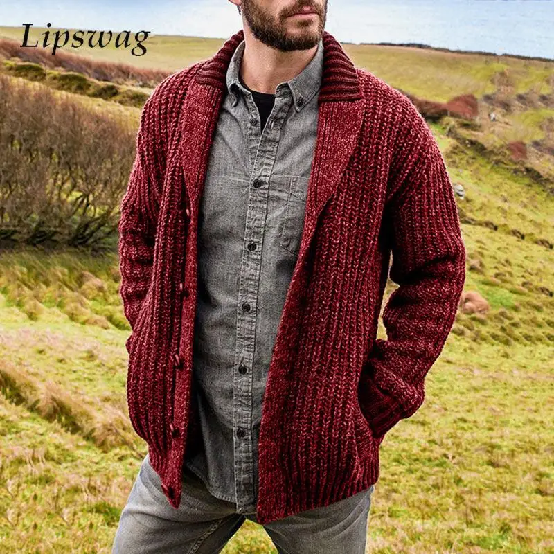 Vintage Mens Sweater Cardigan Button Turn-down Collar Knitted Coats Autumn Winter Casual Knitwear Solid Color Men Sweater Jacket
Vintage Mens Sweater Cardigan Button Turn-down Collar Knitted Coats Autumn Winter Casual Knitwear Solid Color Men Sweater Jacket
