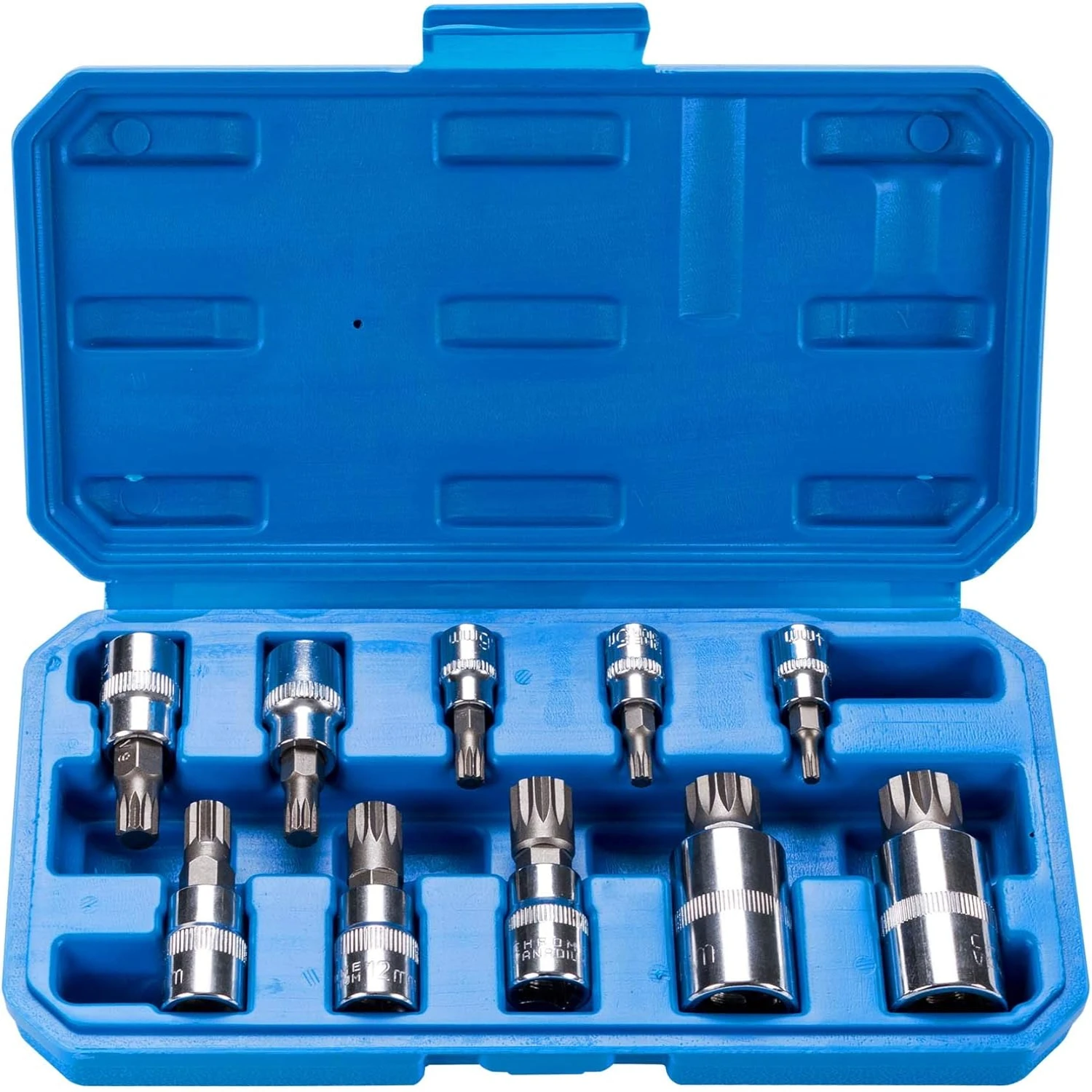 Premium High-Quality Set of 10 S2 Alloy Steel XZN Triple Square Spline Bit Socket - Drive Sizes M4 - M18, 1/4", 3/8", 1/2"
Premium High-Quality Set of 10 S2 Alloy Steel XZN Triple Square Spline Bit Socket - Drive Sizes M4 - M18, 1/4", 3/8", 1/2"
