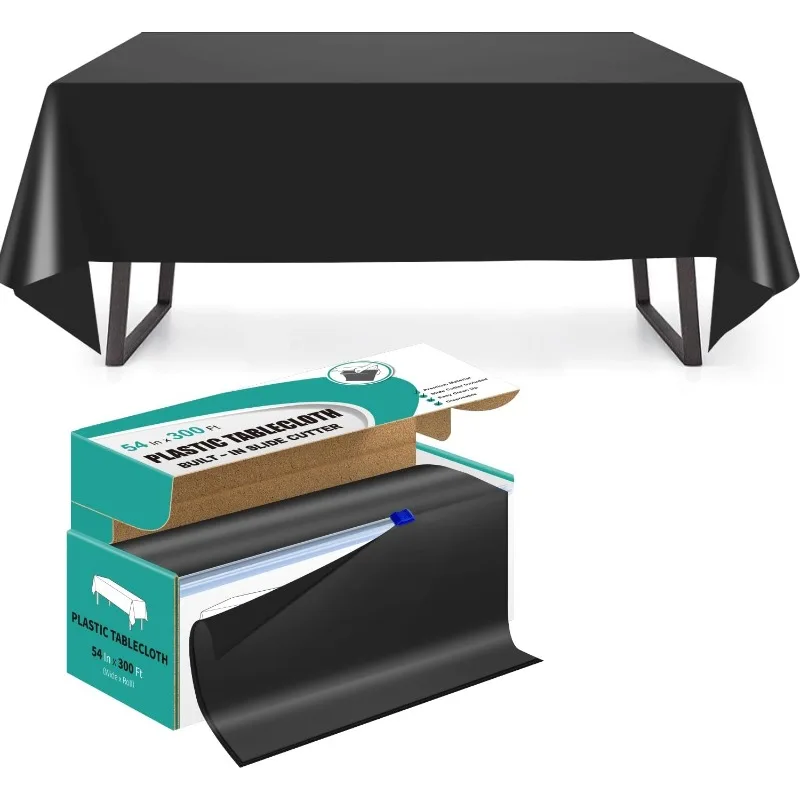 54 Inch x 300 Feet Black Plastic Tablecloth Roll Disposable Table Cloth with Cutter Box Plastic Table Cover for Party
54 Inch x 300 Feet Black Plastic Tablecloth Roll Disposable Table Cloth with Cutter Box Plastic Table Cover for Party