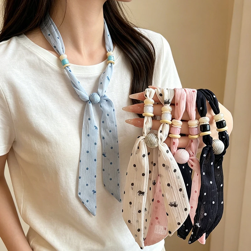 Hot sale Dopamine polka dot pony fabric drawstring scarf for women new slim strip ribbon neck decoration necklace
Hot sale Dopamine polka dot pony fabric drawstring scarf for women new slim strip ribbon neck decoration necklace
