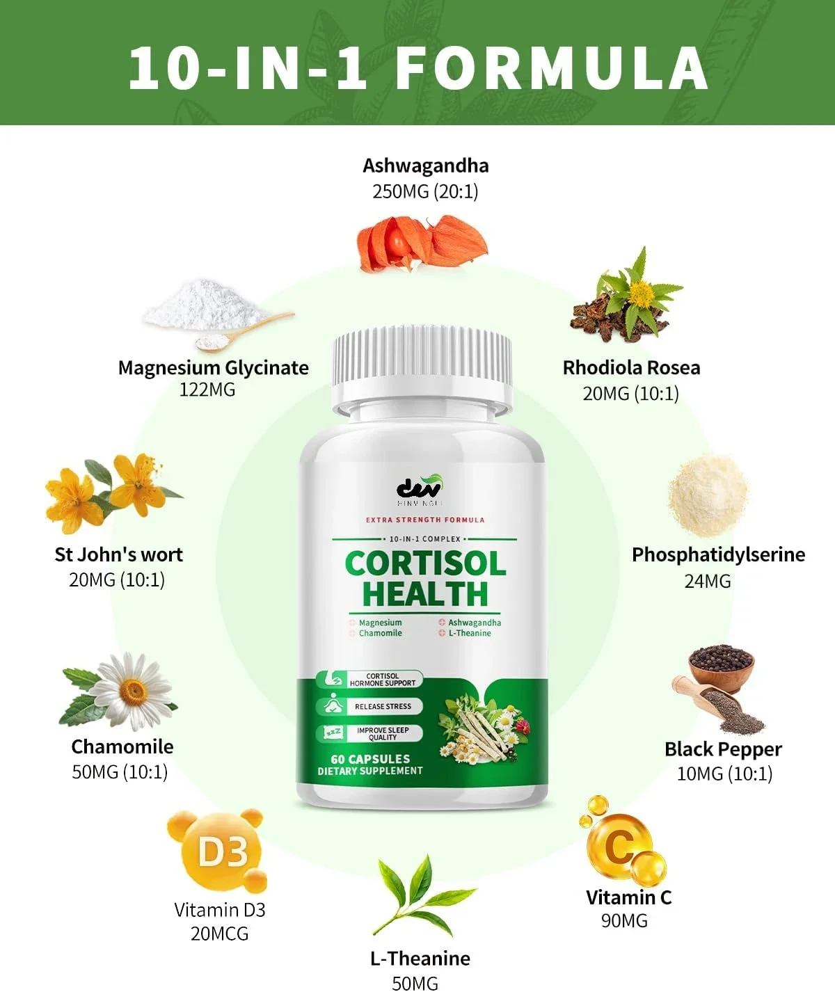 Cortisol Supplement -10 in 1 Cortisol Management Agent for Health and Stress Relief, Women's Subcutaneous Alcohol 
Cortisol Supplement -10 in 1 Cortisol Management Agent for Health and Stress Relief, Women's Subcutaneous Alcohol