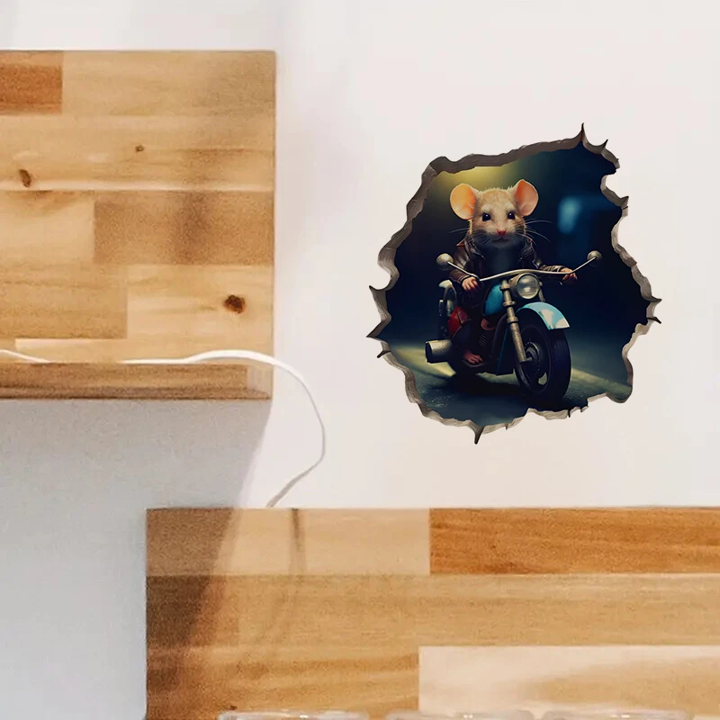 Motorcycle Mouse in Mouse Hole Decal - Mouse Hole 3D Wall Sticker, Apply for Wall, Bathroom, Cabinet, Door,Toilet Lid
Motorcycle Mouse in Mouse Hole Decal - Mouse Hole 3D Wall Sticker, Apply for Wall, Bathroom, Cabinet, Door,Toilet Lid