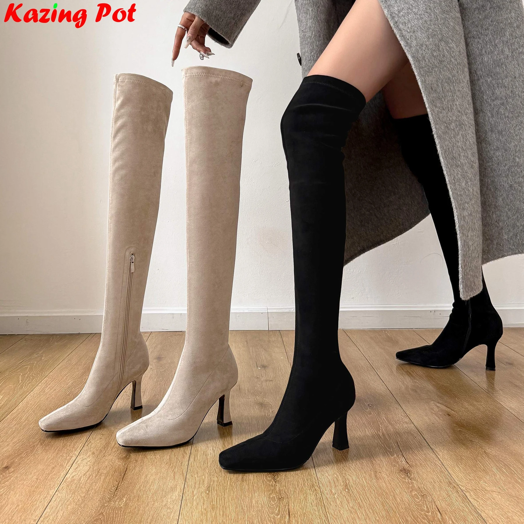 Plus Size Flock High Heels Square Toe Stretch Boots Zip Modern Dating Spring Winter Shoes Street Wear Dress Over-the-knee Boots
Plus Size Flock High Heels Square Toe Stretch Boots Zip Modern Dating Spring Winter Shoes Street Wear Dress Over-the-knee Boots